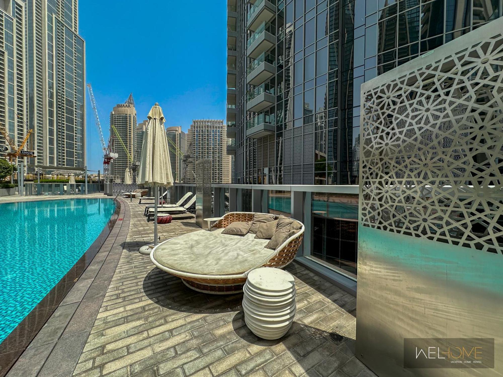 Welhome - Luxury Apartment Facing Burj Khalifa With Terrace Dubai Dış mekan fotoğraf